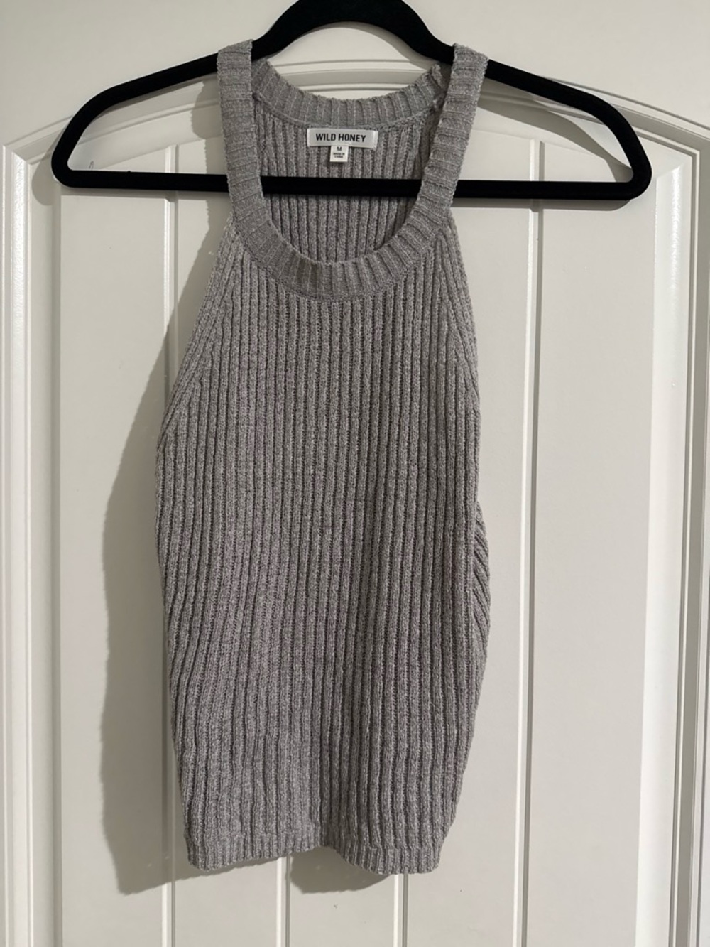 Wild Honey Ribbed Halter Knit Top - Gray